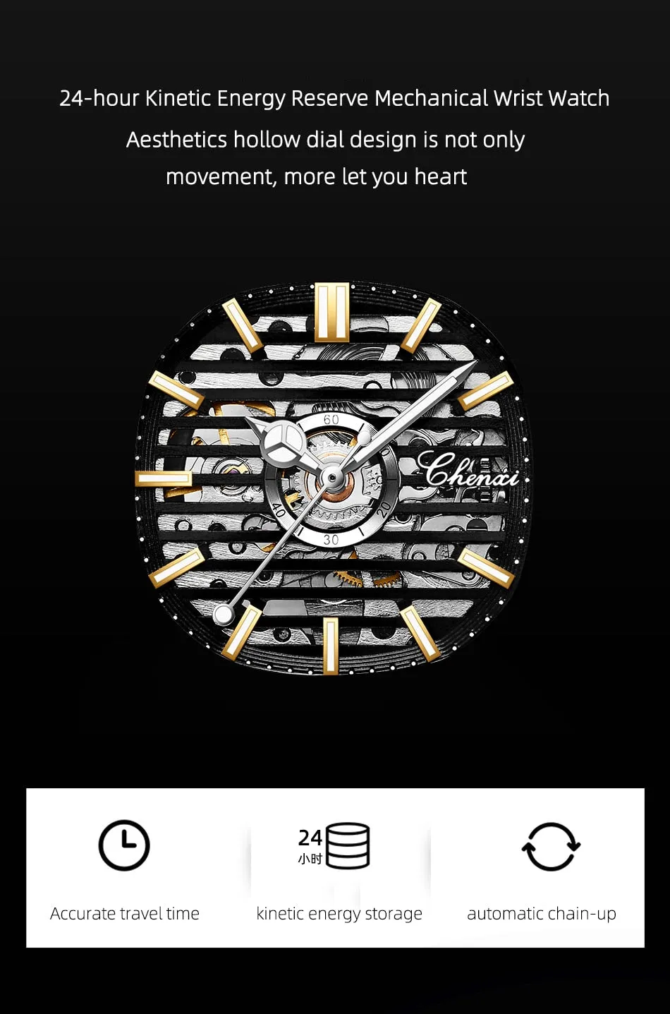 CHENXI New Automatic Mechanical Watch Men Clock Top Luxury Brand Skeleton Tourbillon Watches Waterproof Luminous Wristwatches