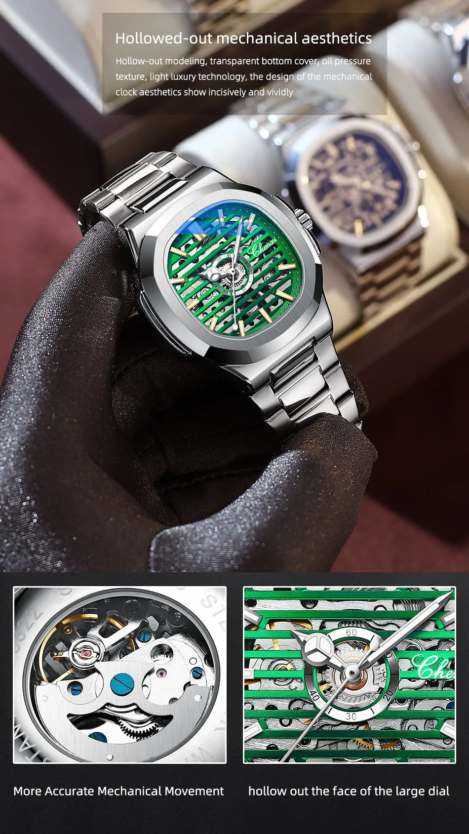 CHENXI New Automatic Mechanical Watch Men Clock Top Luxury Brand Skeleton Tourbillon Watches Waterproof Luminous Wristwatches