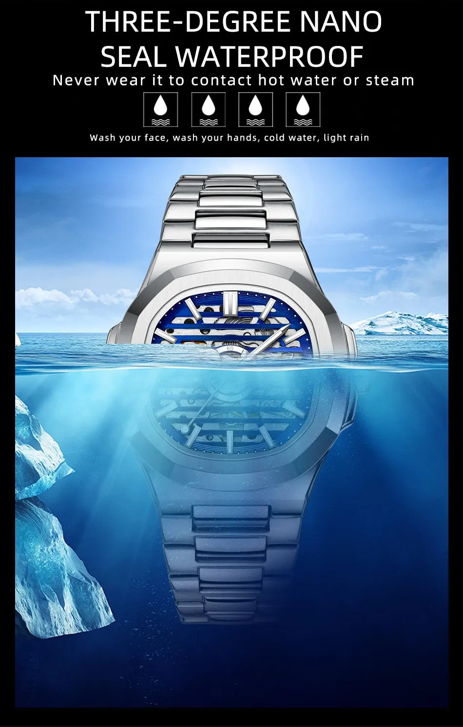 CHENXI New Automatic Mechanical Watch Men Clock Top Luxury Brand Skeleton Tourbillon Watches Waterproof Luminous Wristwatches