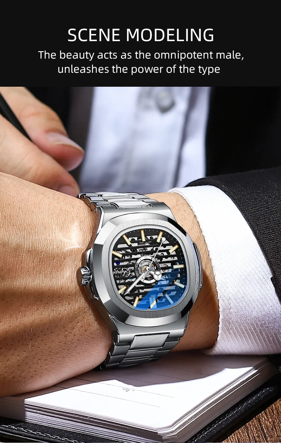 CHENXI New Automatic Mechanical Watch Men Clock Top Luxury Brand Skeleton Tourbillon Watches Waterproof Luminous Wristwatches