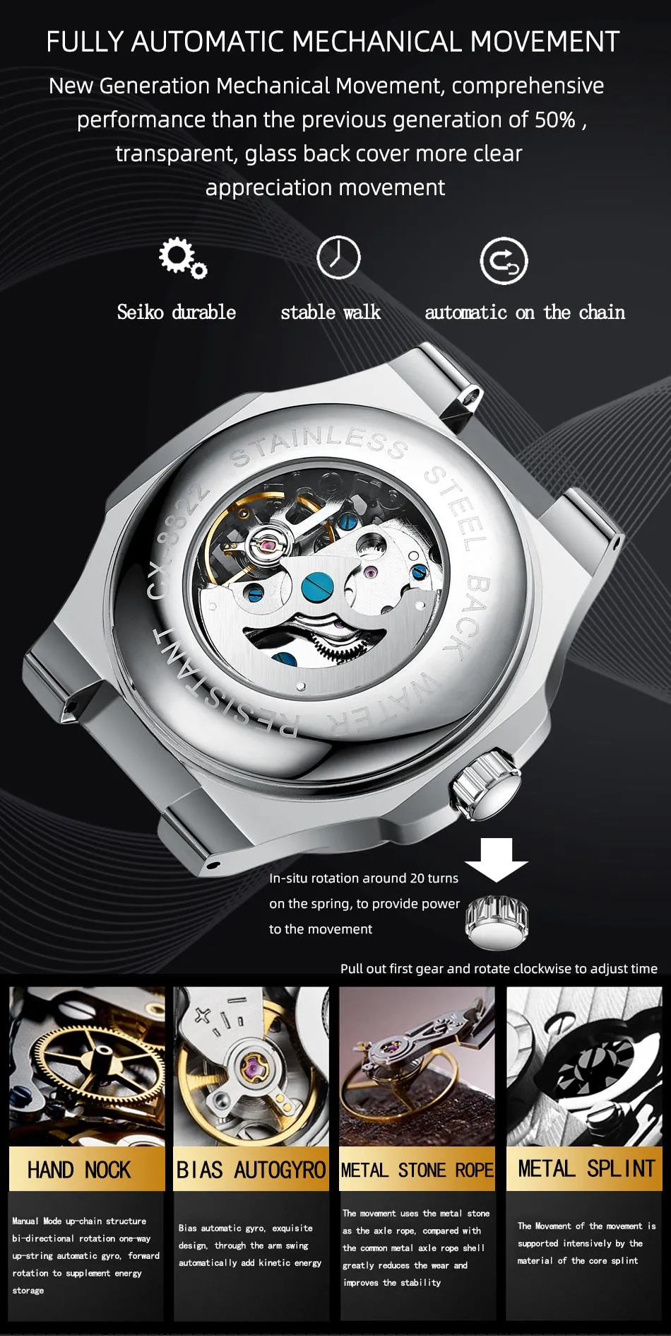 CHENXI New Automatic Mechanical Watch Men Clock Top Luxury Brand Skeleton Tourbillon Watches Waterproof Luminous Wristwatches