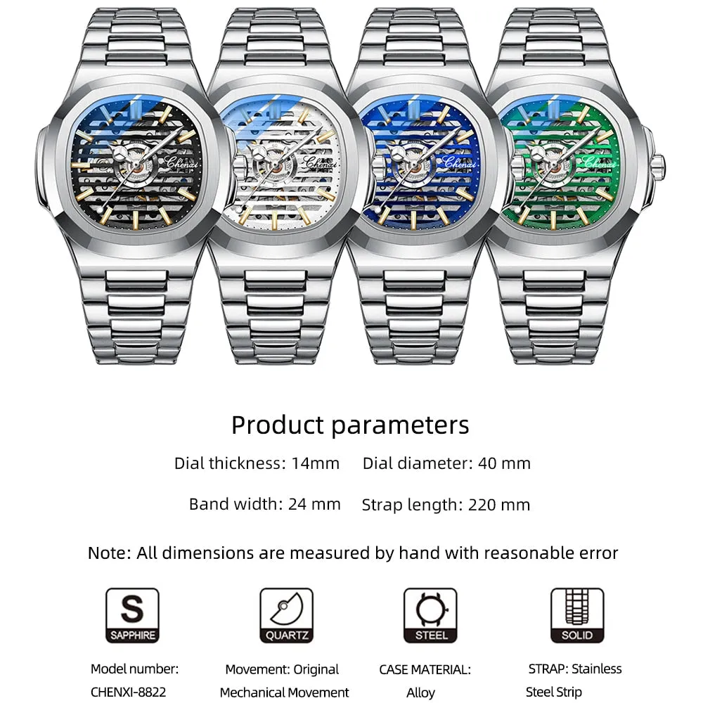 CHENXI New Automatic Mechanical Watch Men Clock Top Luxury Brand Skeleton Tourbillon Watches Waterproof Luminous Wristwatches
