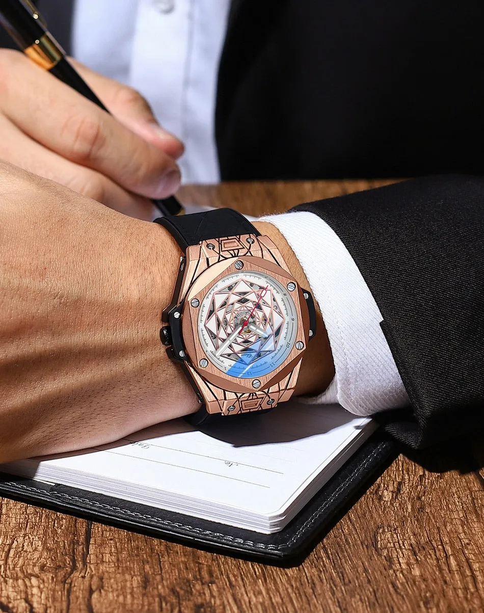 CHENXI New Men Automatic Business Watch Luxury Brand Fashion Leather Waterproof Mechanical Tourbillon Wristwatch Mens Watches
