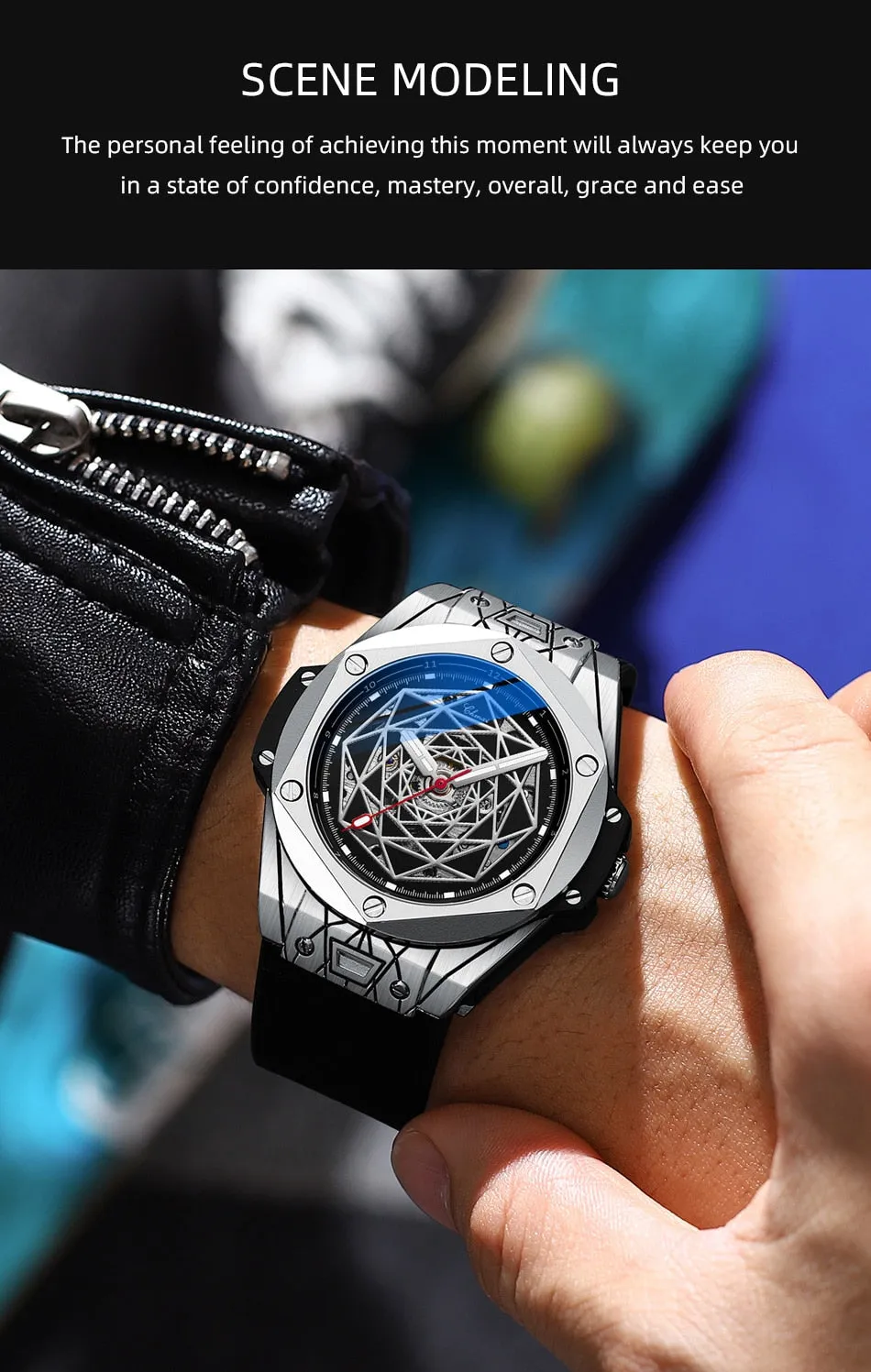 CHENXI New Men Automatic Business Watch Luxury Brand Fashion Leather Waterproof Mechanical Tourbillon Wristwatch Mens Watches