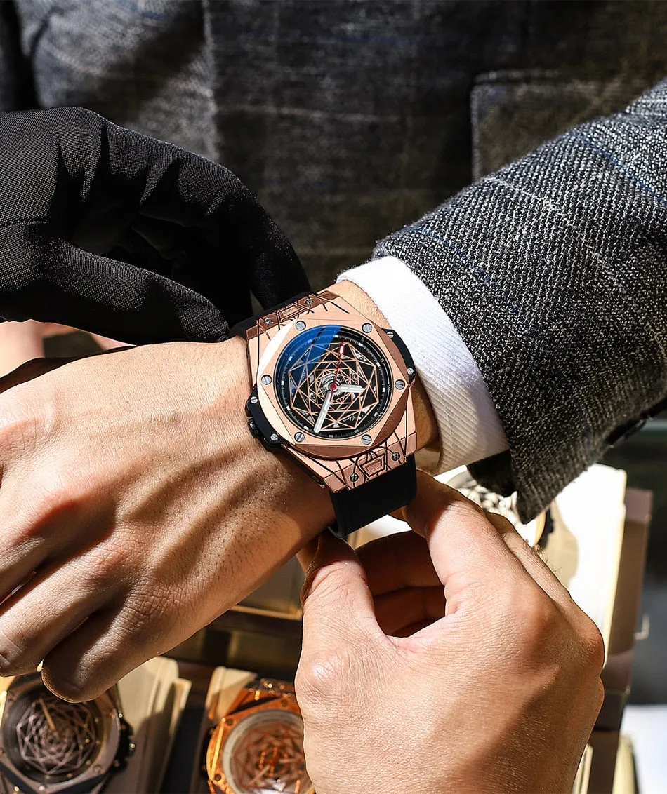 CHENXI New Men Automatic Business Watch Luxury Brand Fashion Leather Waterproof Mechanical Tourbillon Wristwatch Mens Watches