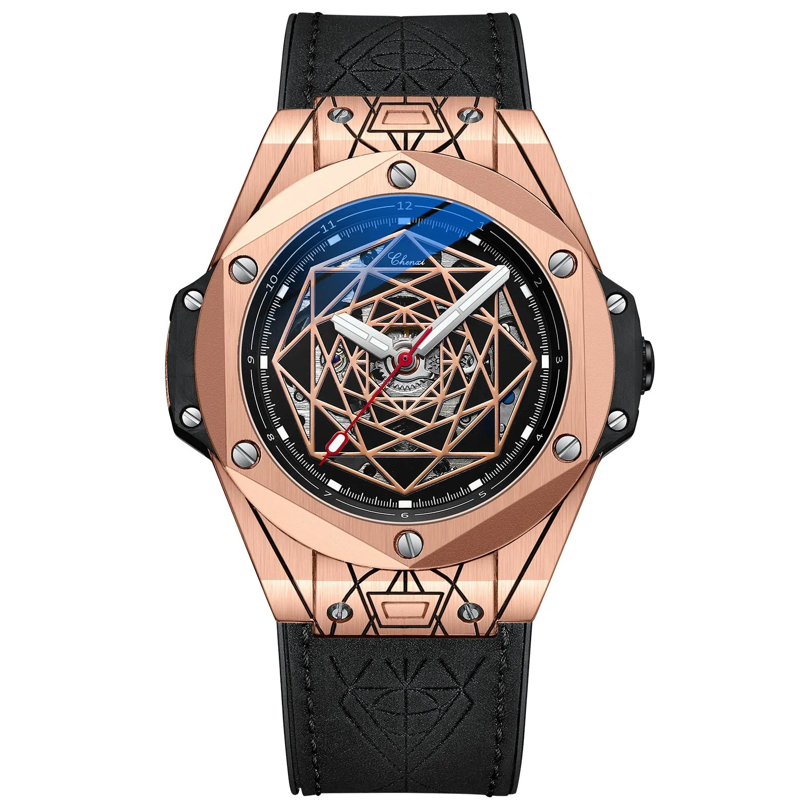 CHENXI New Men Automatic Business Watch Luxury Brand Fashion Leather Waterproof Mechanical Tourbillon Wristwatch Mens Watches