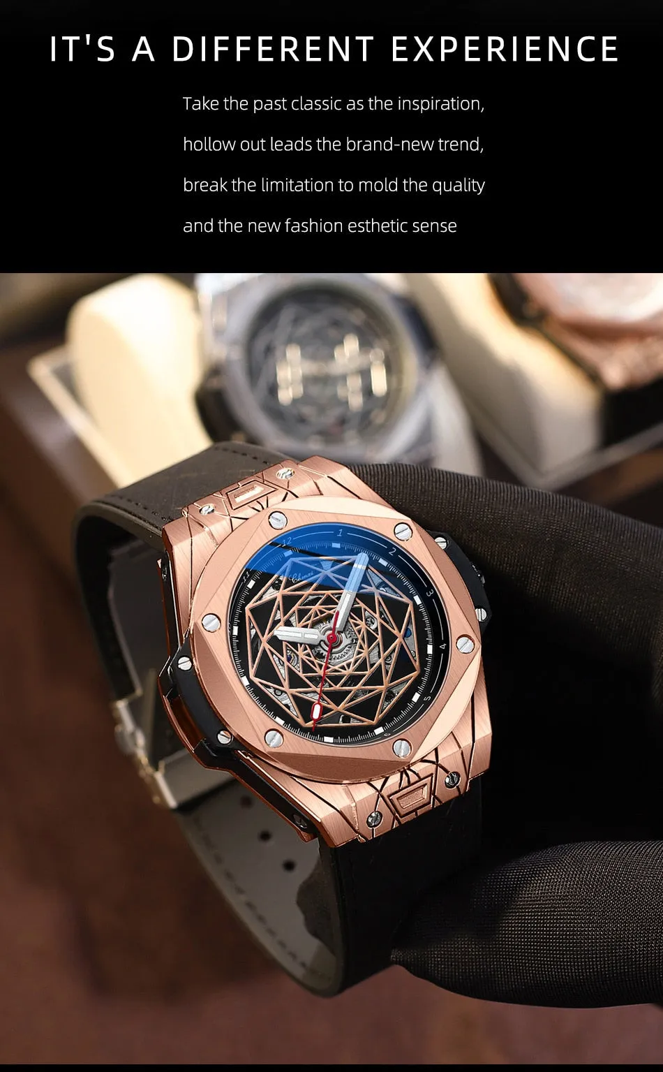 CHENXI New Men Automatic Business Watch Luxury Brand Fashion Leather Waterproof Mechanical Tourbillon Wristwatch Mens Watches