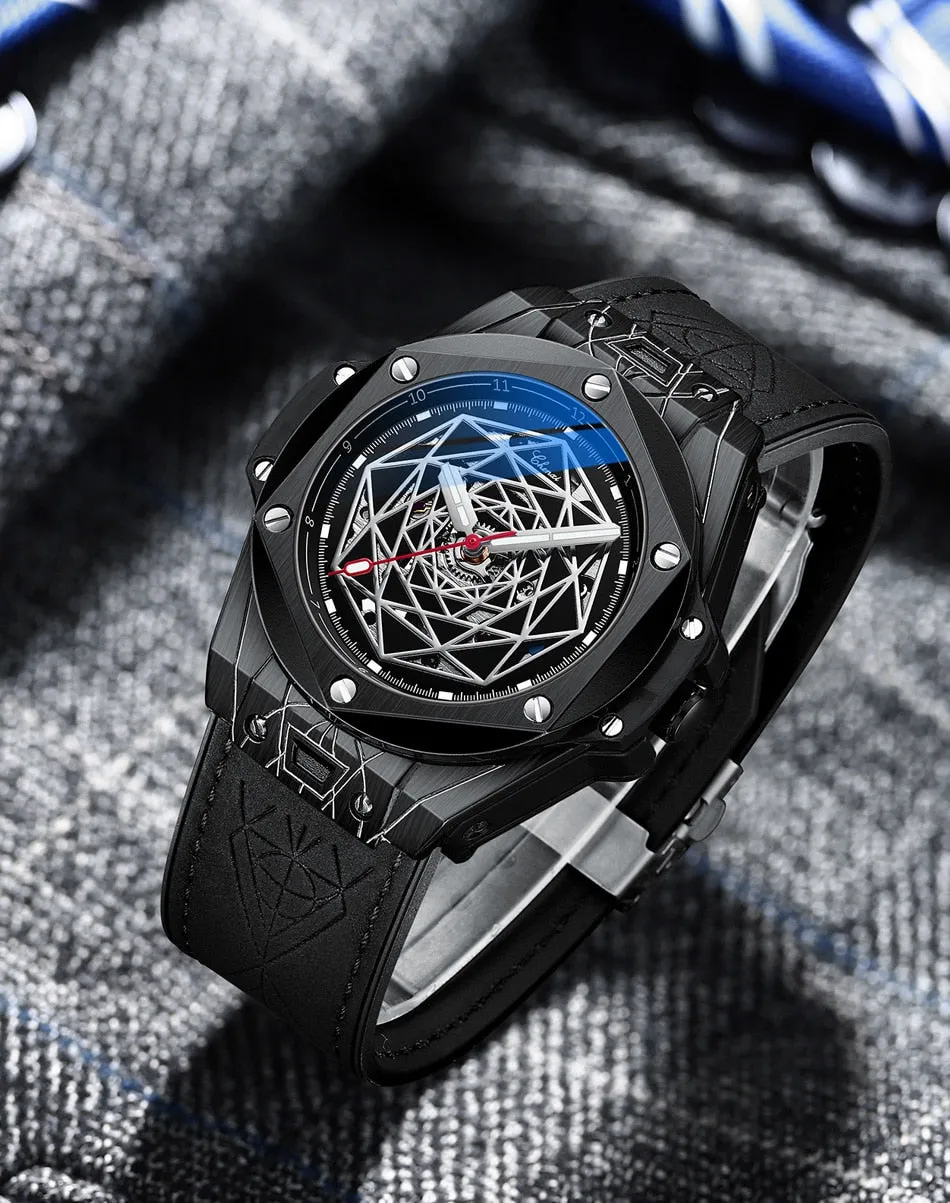 CHENXI New Men Automatic Business Watch Luxury Brand Fashion Leather Waterproof Mechanical Tourbillon Wristwatch Mens Watches