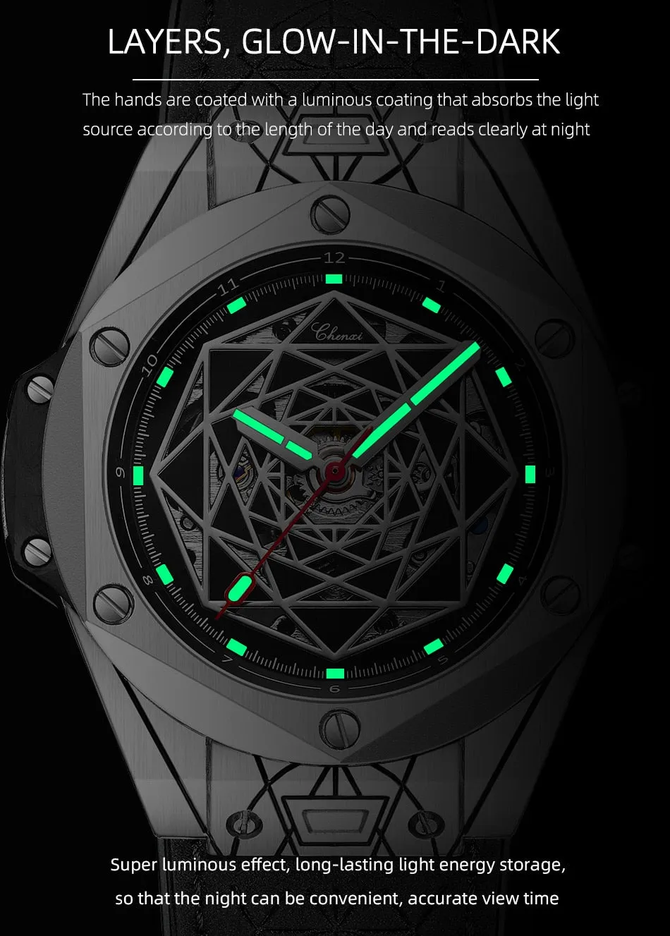 CHENXI New Men Automatic Business Watch Luxury Brand Fashion Leather Waterproof Mechanical Tourbillon Wristwatch Mens Watches