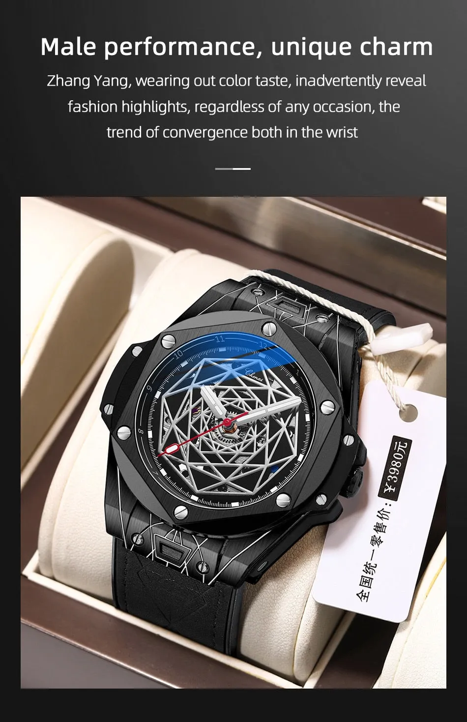 CHENXI New Men Automatic Business Watch Luxury Brand Fashion Leather Waterproof Mechanical Tourbillon Wristwatch Mens Watches