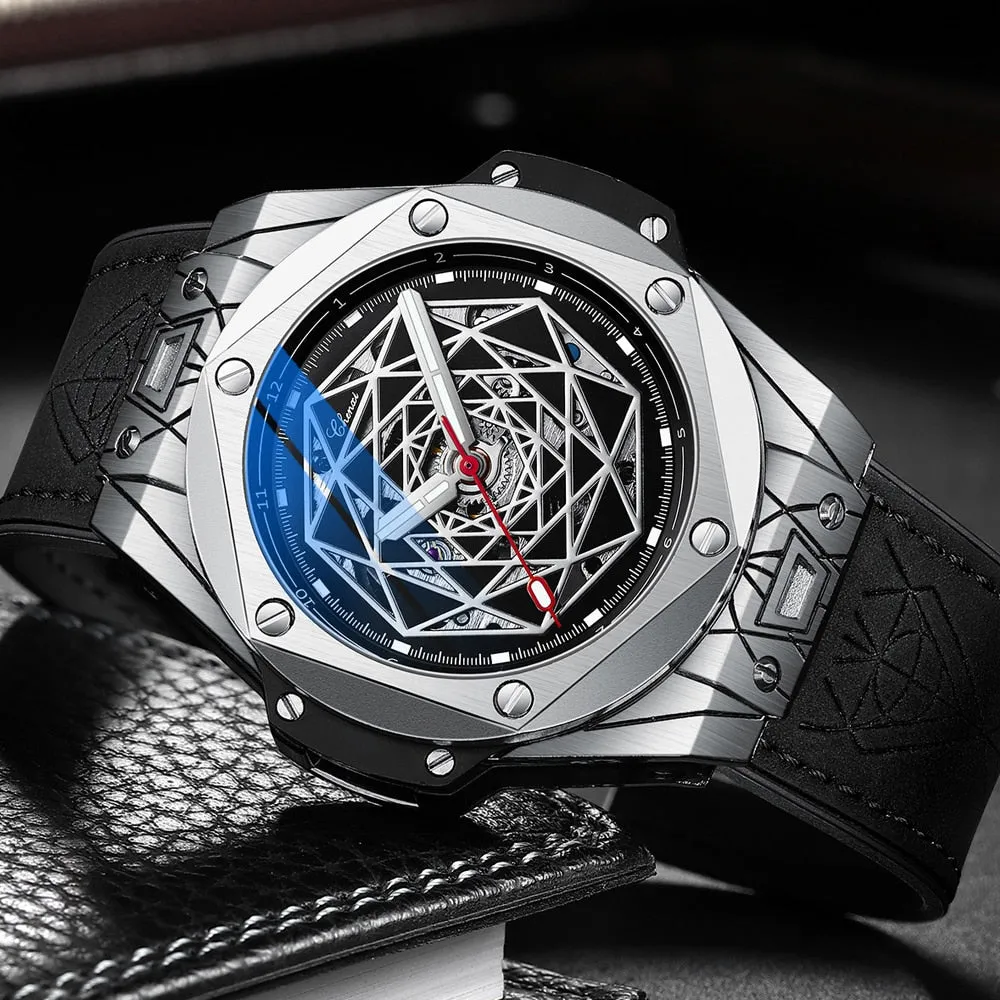 CHENXI New Men Automatic Business Watch Luxury Brand Fashion Leather Waterproof Mechanical Tourbillon Wristwatch Mens Watches