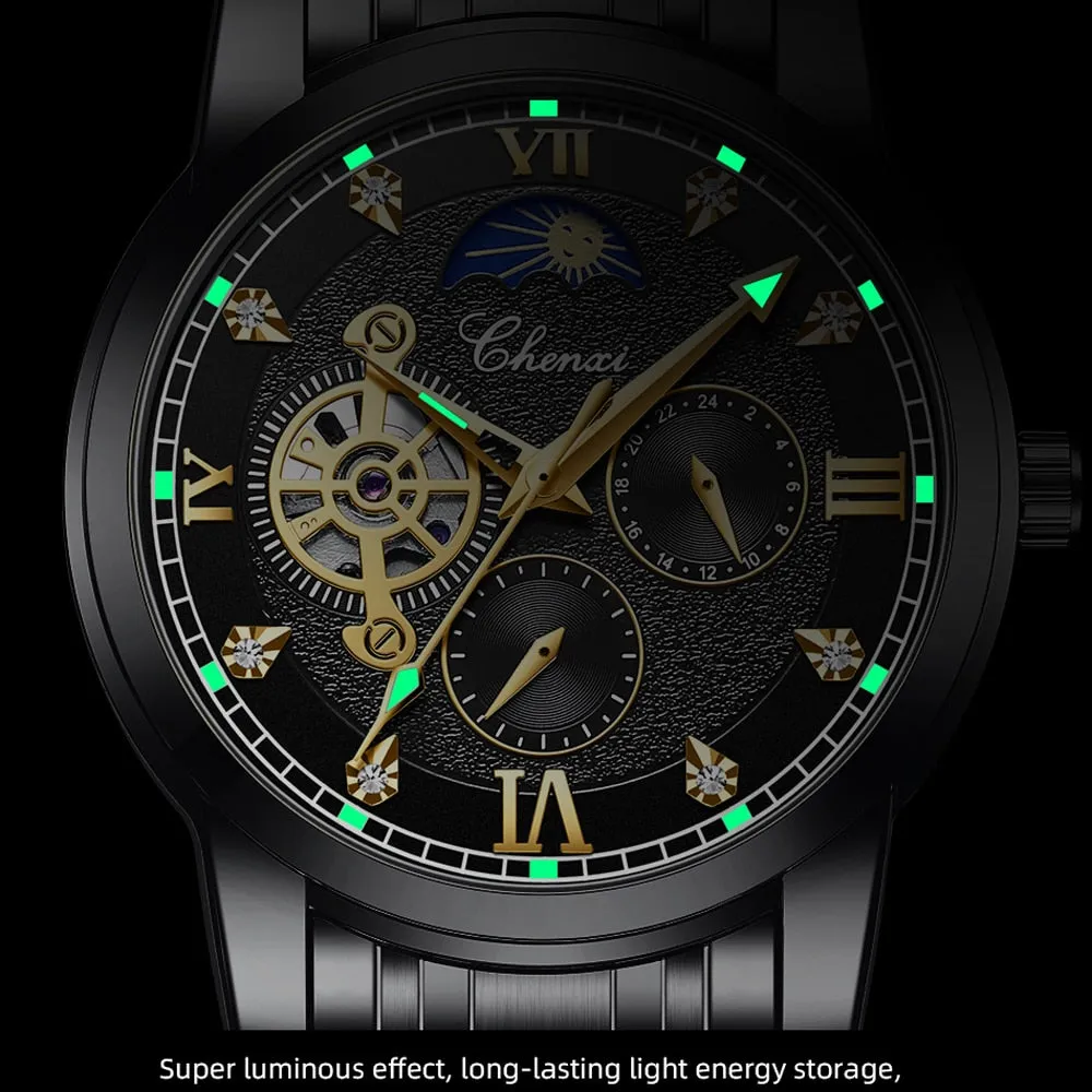 CHENXI New Watches Mechanical Automatic Watch Men Waterproof Tourbillon Sport Clock Stainless Steel Wristwatch Relogio masculino