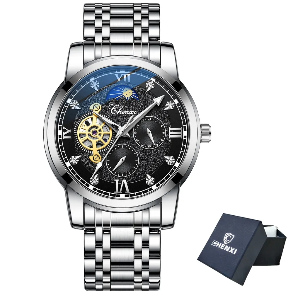 CHENXI New Watches Mechanical Automatic Watch Men Waterproof Tourbillon Sport Clock Stainless Steel Wristwatch Relogio masculino