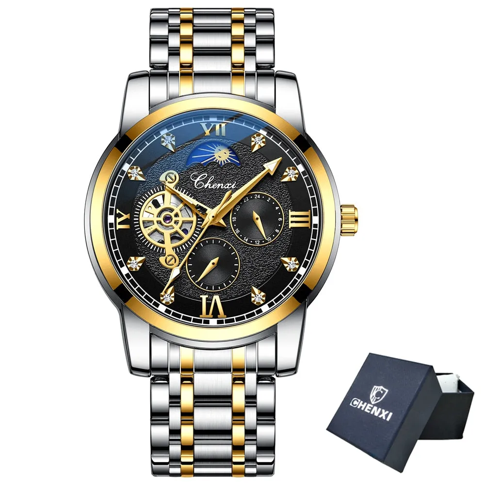 CHENXI New Watches Mechanical Automatic Watch Men Waterproof Tourbillon Sport Clock Stainless Steel Wristwatch Relogio masculino