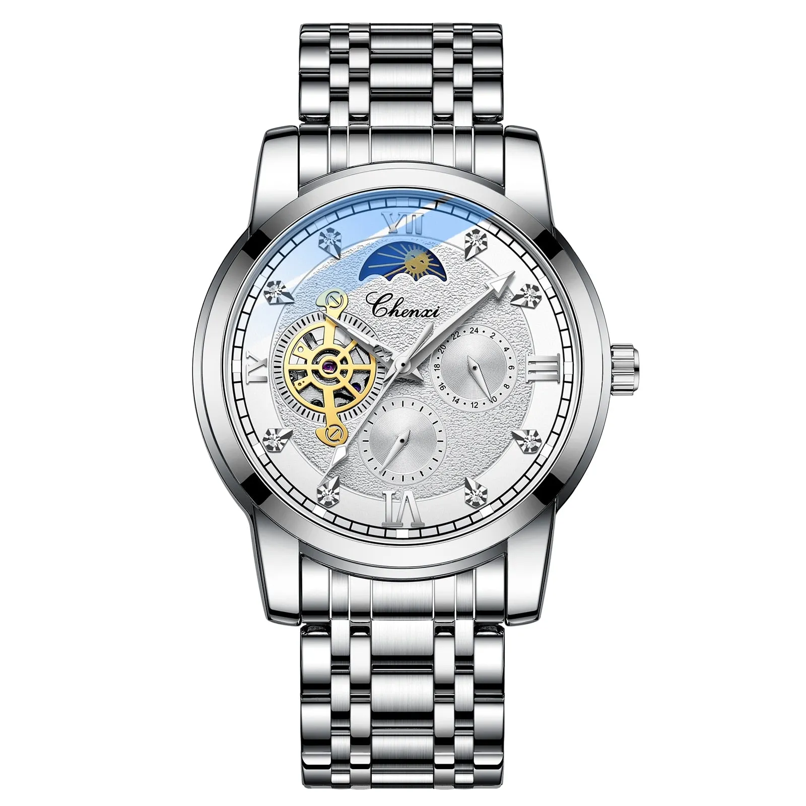 CHENXI New Watches Mechanical Automatic Watch Men Waterproof Tourbillon Sport Clock Stainless Steel Wristwatch Relogio masculino