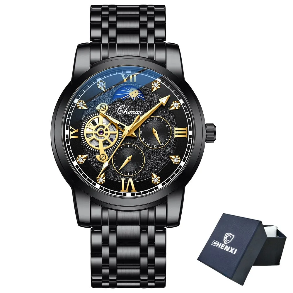 CHENXI New Watches Mechanical Automatic Watch Men Waterproof Tourbillon Sport Clock Stainless Steel Wristwatch Relogio masculino