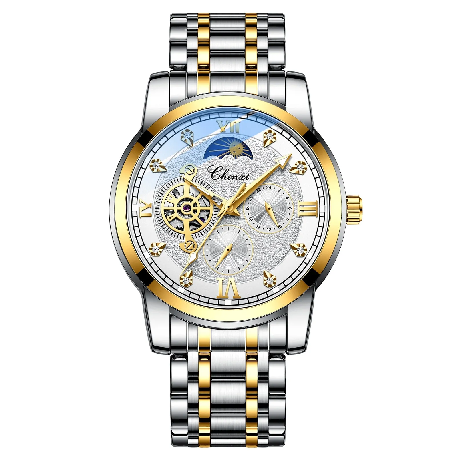 CHENXI New Watches Mechanical Automatic Watch Men Waterproof Tourbillon Sport Clock Stainless Steel Wristwatch Relogio masculino