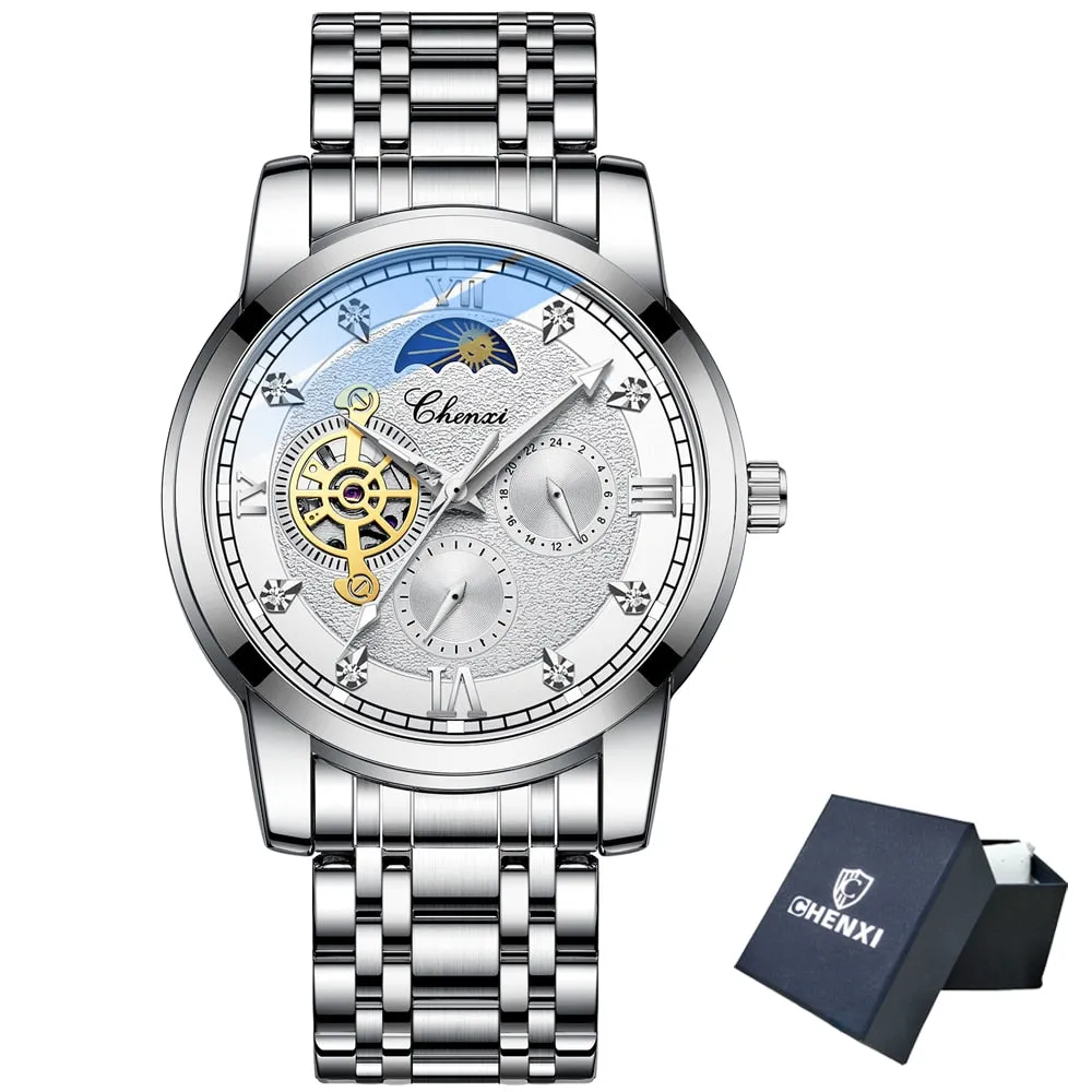CHENXI New Watches Mechanical Automatic Watch Men Waterproof Tourbillon Sport Clock Stainless Steel Wristwatch Relogio masculino