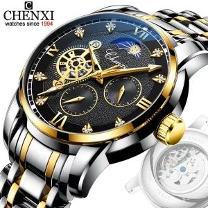 CHENXI New Watches Mechanical Automatic Watch Men Waterproof Tourbillon Sport Clock Stainless Steel Wristwatch Relogio masculino