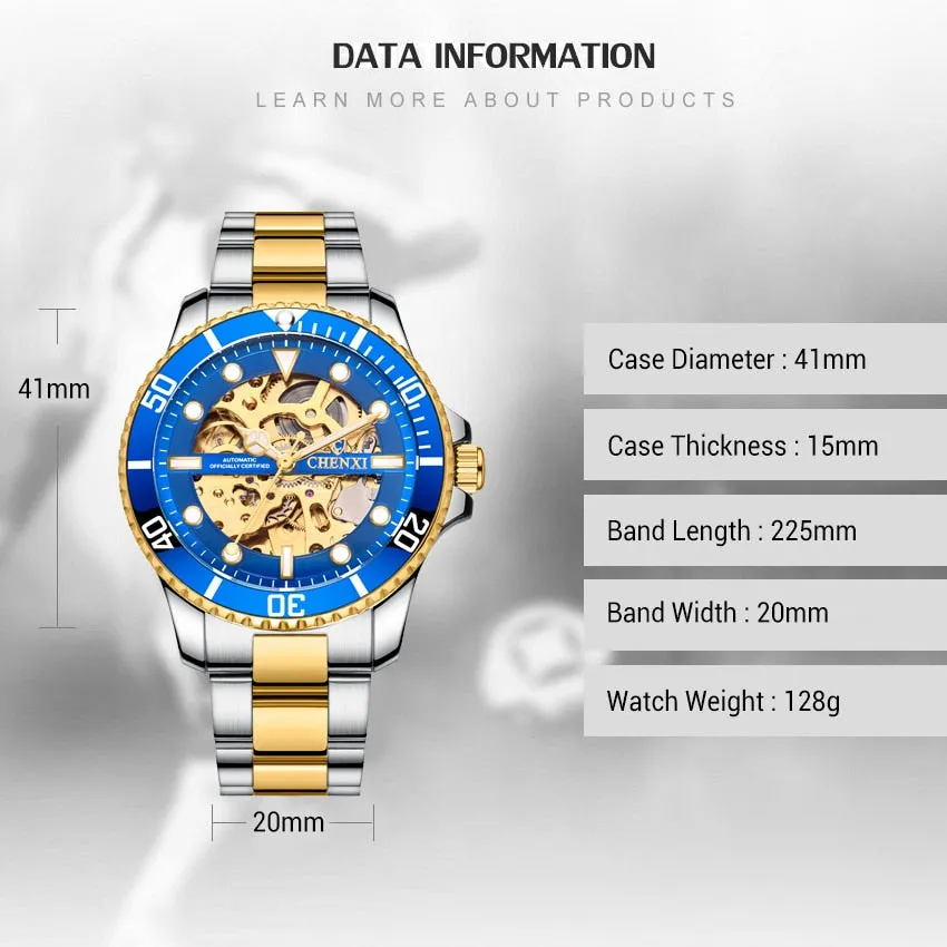 CHENXI Watch Automatic Mechanical Watches Man Wristwatches Men&#39;s Mechanical Watch Male Black Hollow out Clock Relogio Masculino