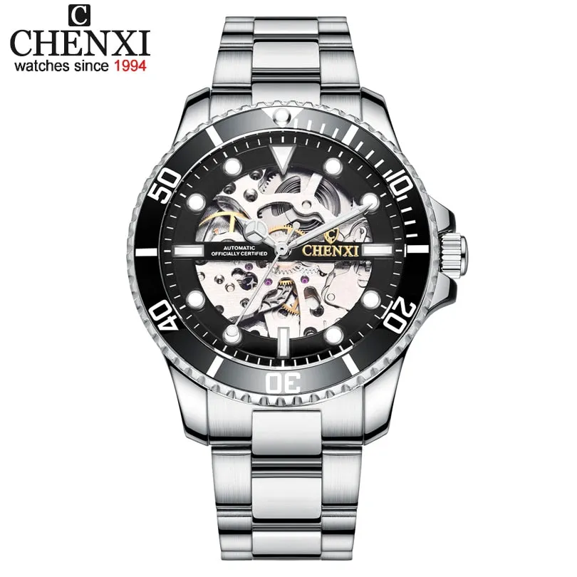 CHENXI Watch Automatic Mechanical Watches Man Wristwatches Men&#39;s Mechanical Watch Male Black Hollow out Clock Relogio Masculino