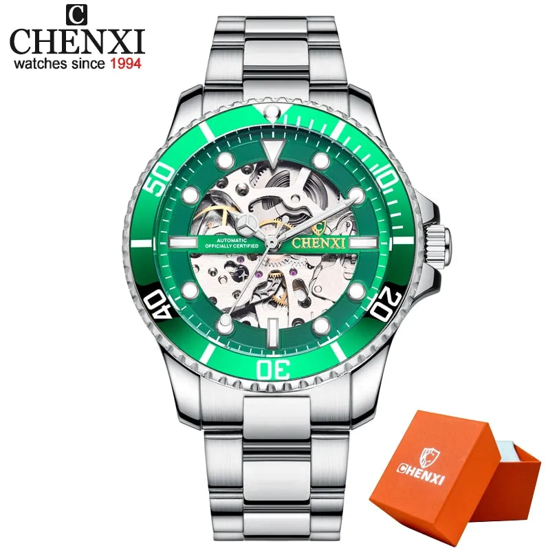 CHENXI Watch Automatic Mechanical Watches Man Wristwatches Men&#39;s Mechanical Watch Male Black Hollow out Clock Relogio Masculino
