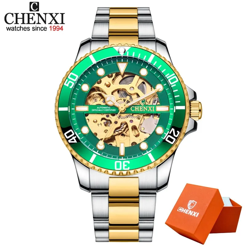 CHENXI Watch Automatic Mechanical Watches Man Wristwatches Men&#39;s Mechanical Watch Male Black Hollow out Clock Relogio Masculino