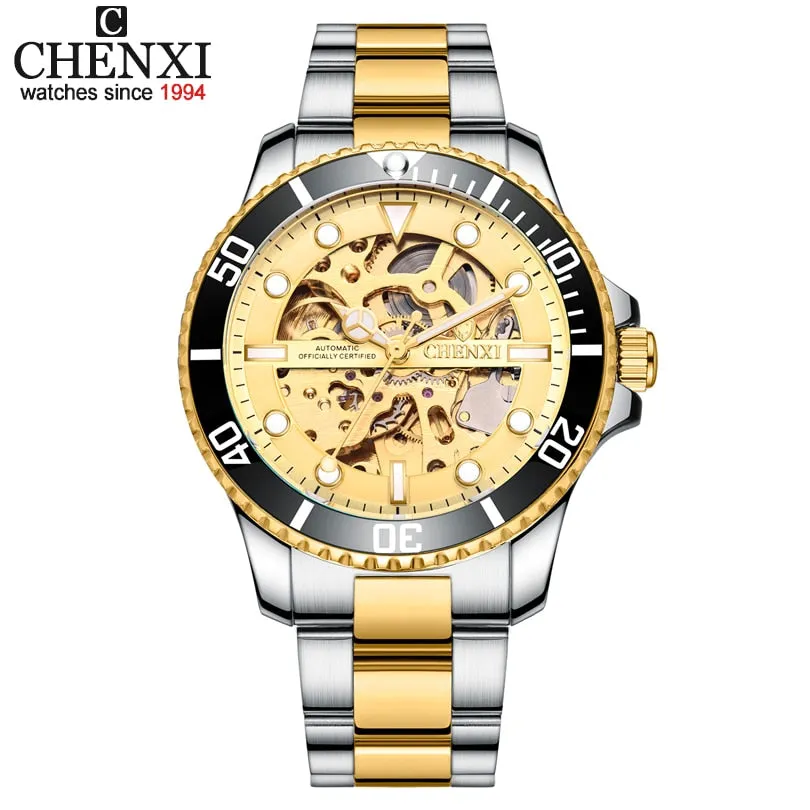 CHENXI Watch Automatic Mechanical Watches Man Wristwatches Men&#39;s Mechanical Watch Male Black Hollow out Clock Relogio Masculino
