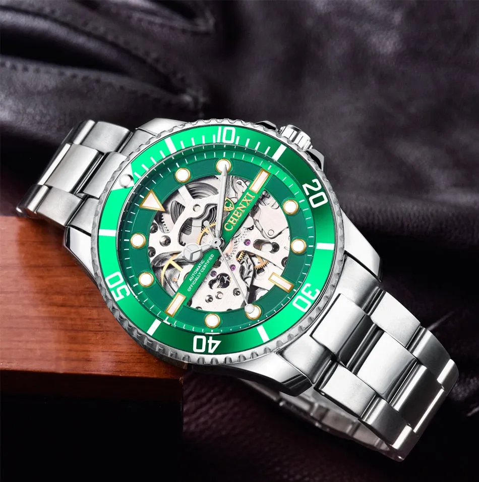 CHENXI Watch Automatic Mechanical Watches Man Wristwatches Men&#39;s Mechanical Watch Male Black Hollow out Clock Relogio Masculino