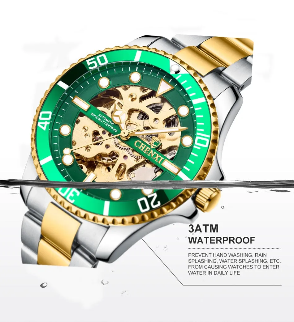 CHENXI Watch Automatic Mechanical Watches Man Wristwatches Men&#39;s Mechanical Watch Male Black Hollow out Clock Relogio Masculino