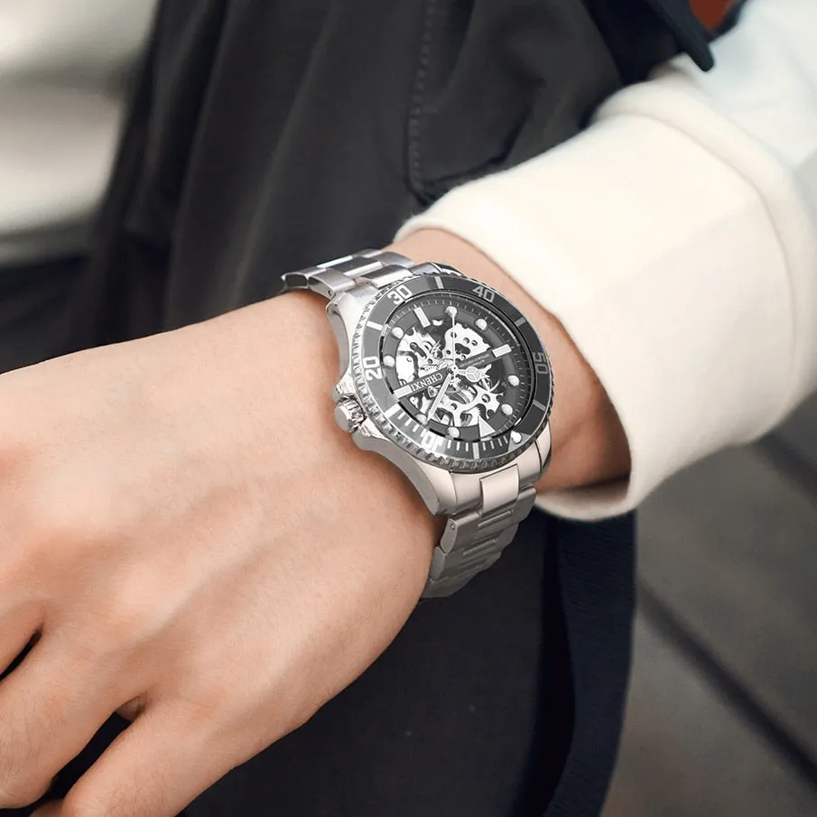 CHENXI Watch Automatic Mechanical Watches Man Wristwatches Men&#39;s Mechanical Watch Male Black Hollow out Clock Relogio Masculino
