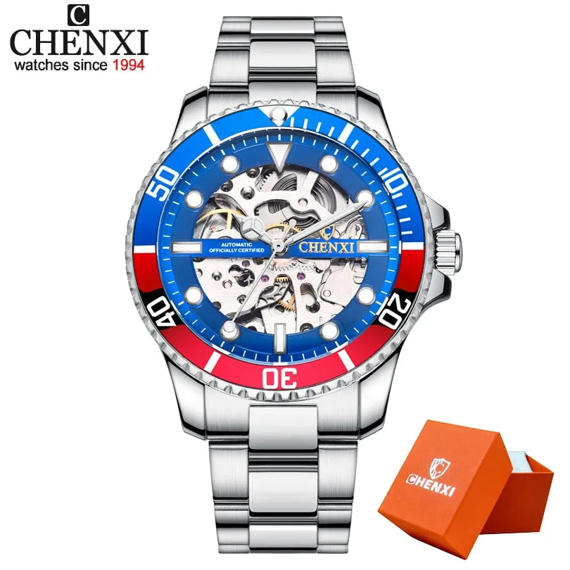 CHENXI Watch Automatic Mechanical Watches Man Wristwatches Men&#39;s Mechanical Watch Male Black Hollow out Clock Relogio Masculino