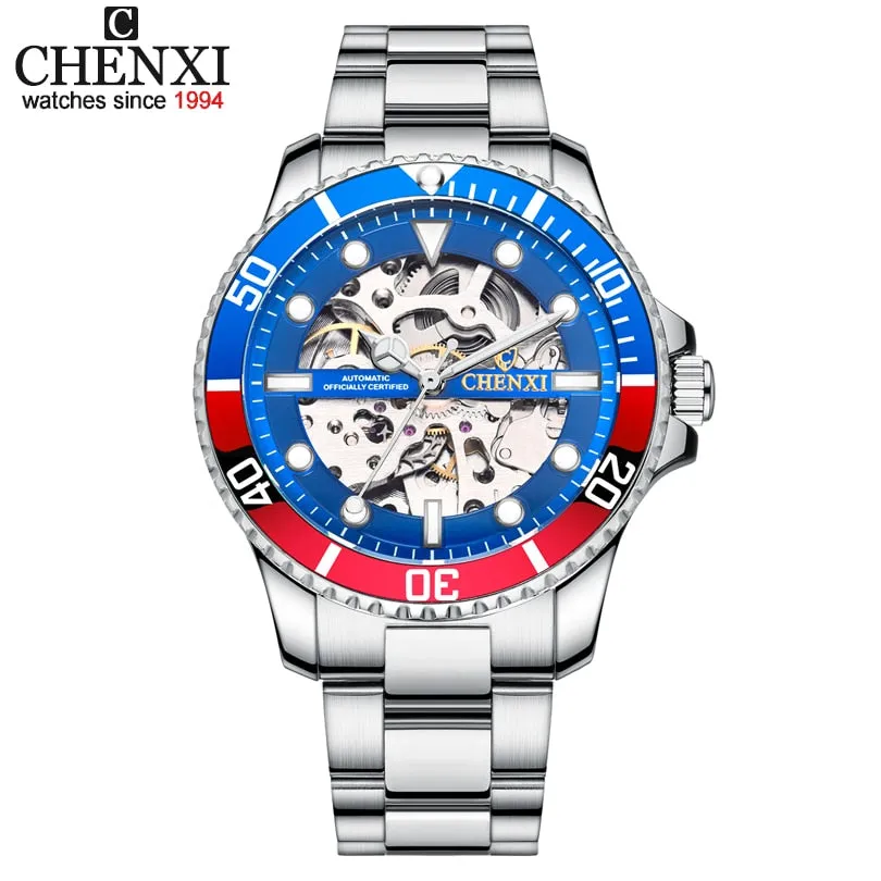 CHENXI Watch Automatic Mechanical Watches Man Wristwatches Men&#39;s Mechanical Watch Male Black Hollow out Clock Relogio Masculino