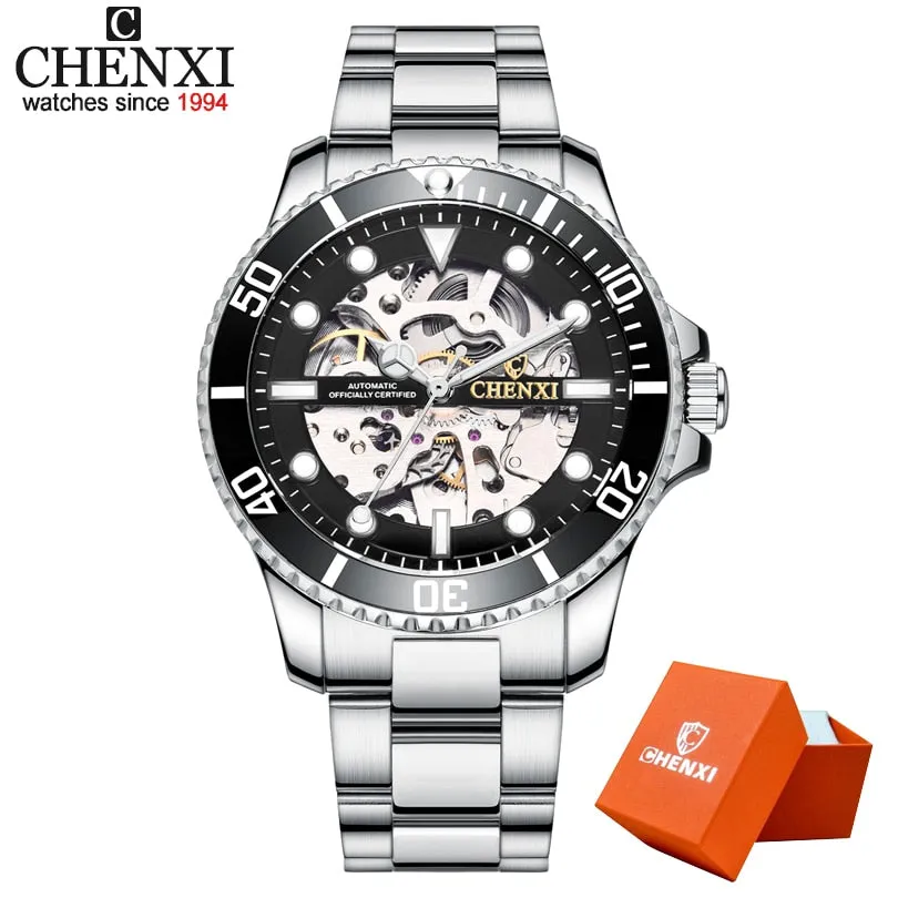 CHENXI Watch Automatic Mechanical Watches Man Wristwatches Men&#39;s Mechanical Watch Male Black Hollow out Clock Relogio Masculino