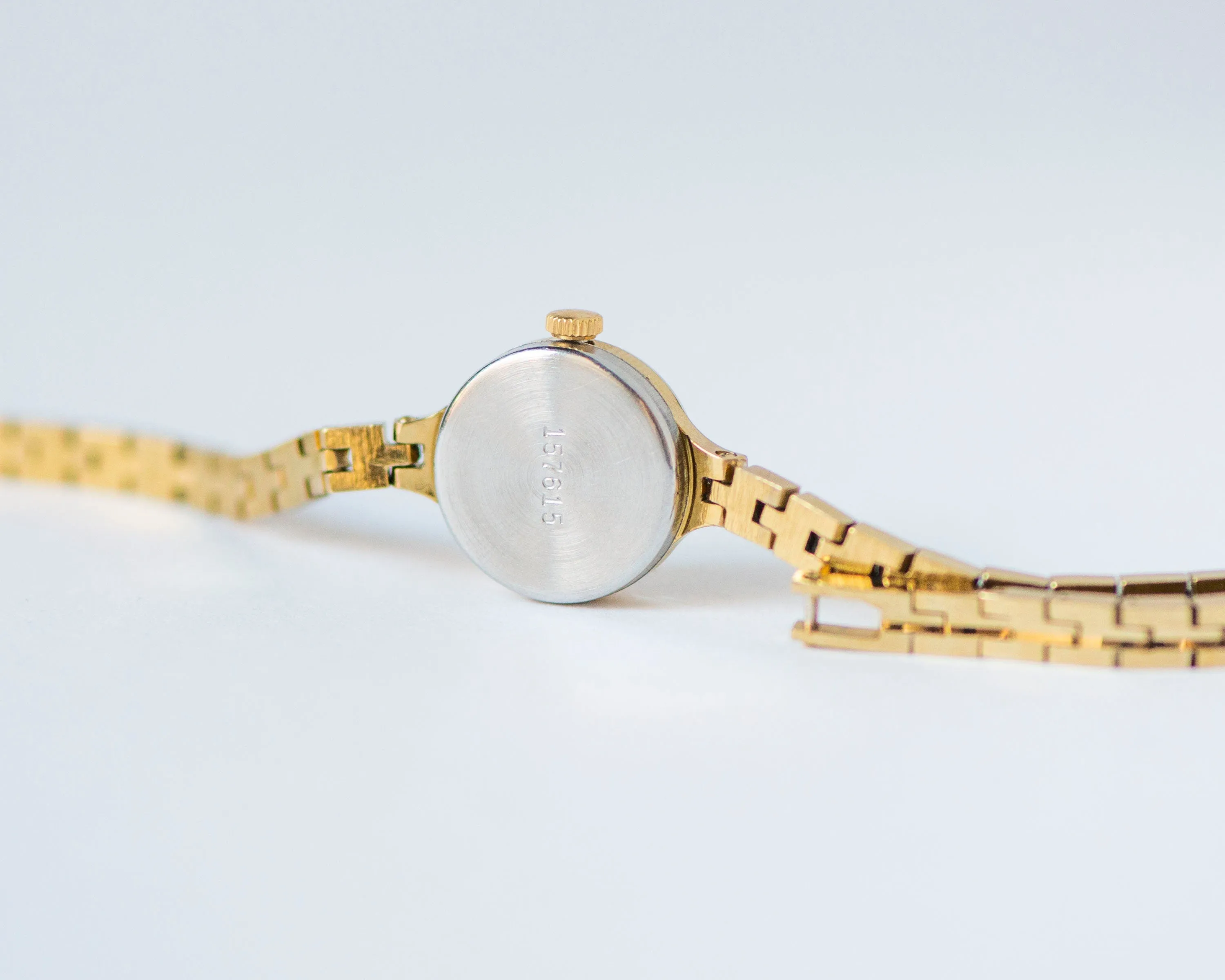 Chic women's cocktail watch Seagull gold shade, vintage women watch bracelet tiny, Roman numerals dial lady watch retro petite jewelry gift
