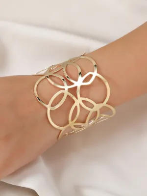 Circle Design Gold Cuff Bracelet