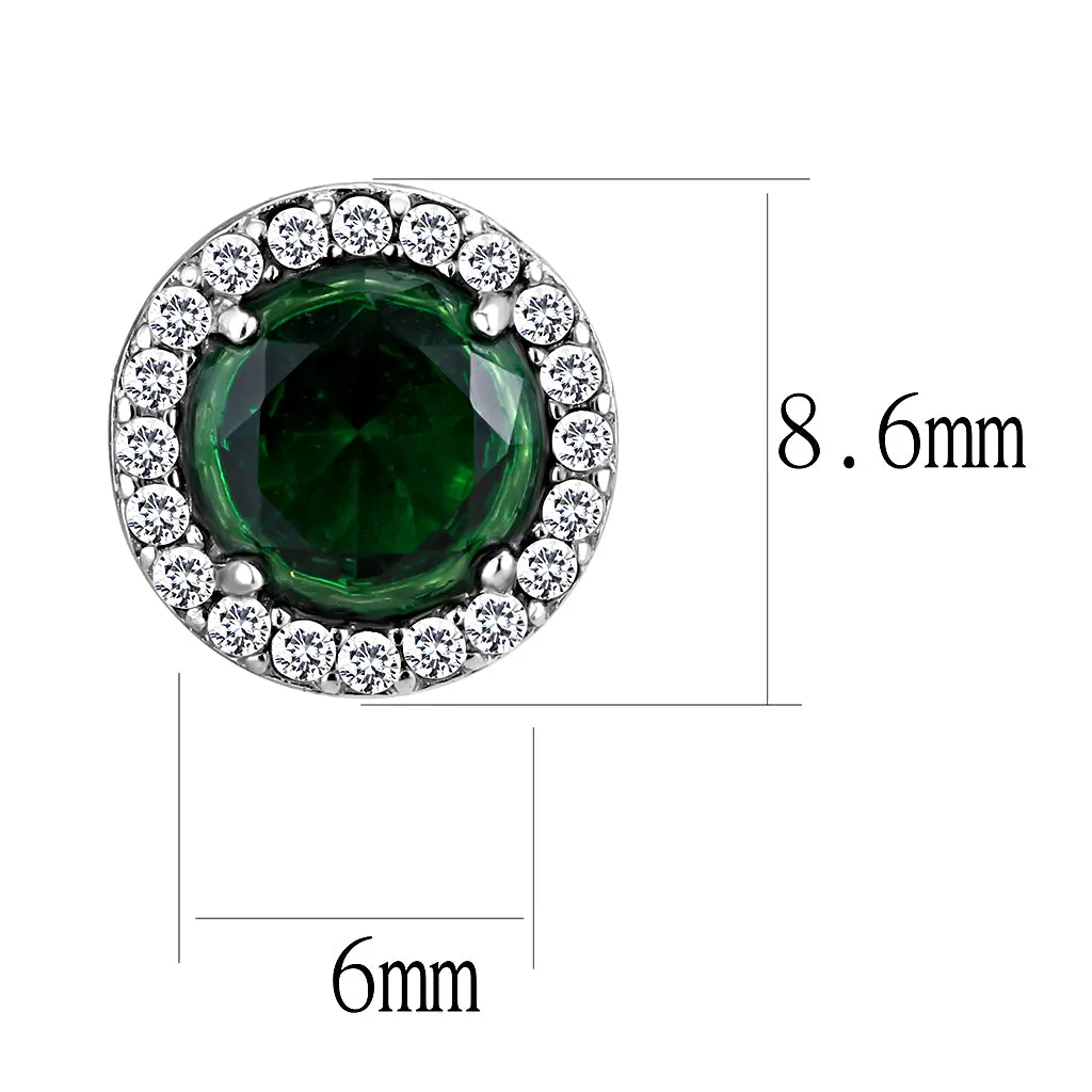 CJ211 Wholesale Women's Stainless Steel Synthetic Emerald Earrings
