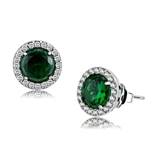 CJ211 Wholesale Women's Stainless Steel Synthetic Emerald Earrings