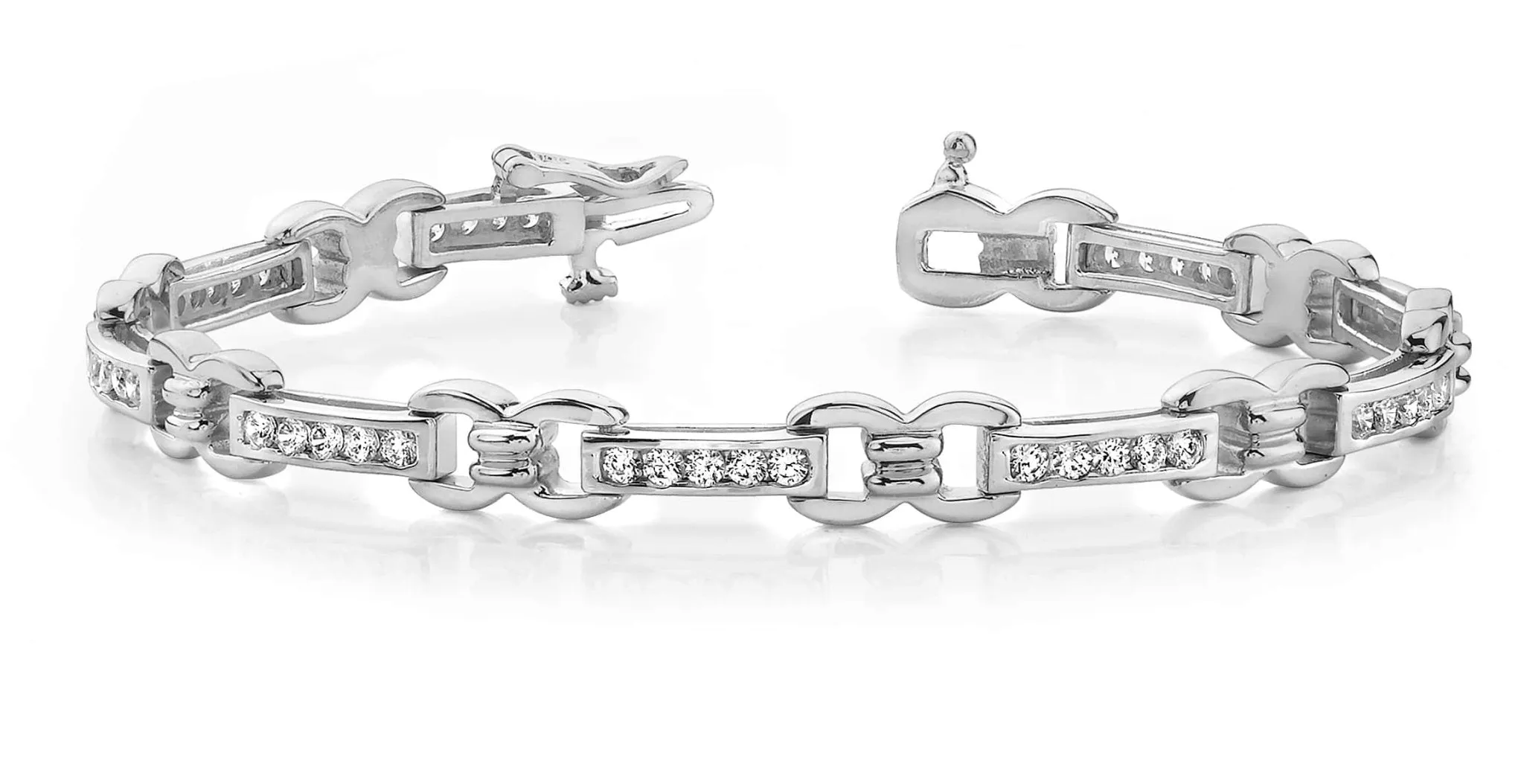 Classic Figure 8 Link Diamond Bracelet with 1.00 ct.(finished) 1.5mm