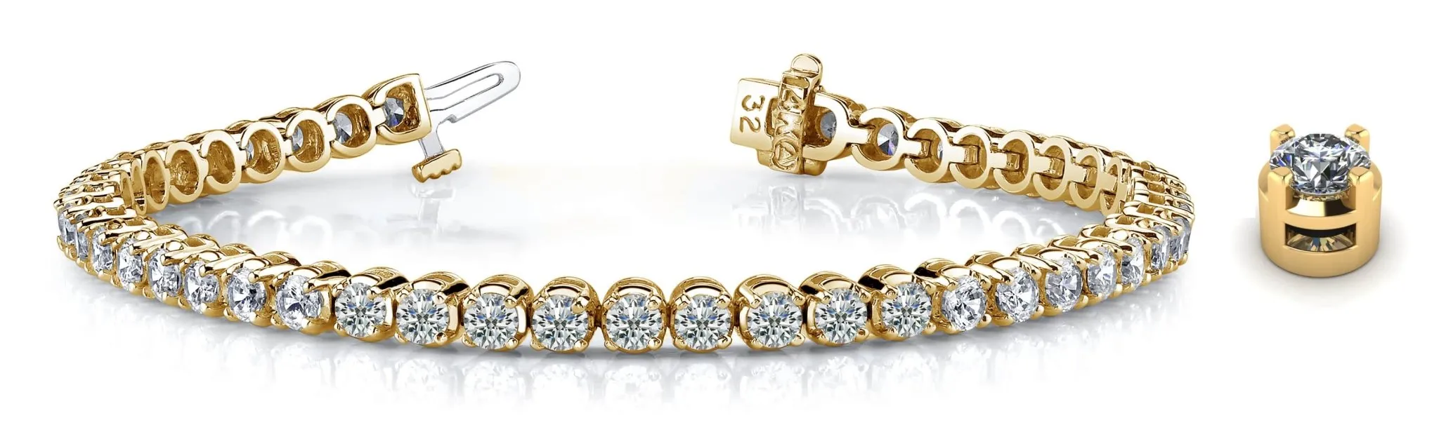 Classic Four Prong Lab-Grown Diamond Tennis Bracelet with 11.20 ct.(finished) 4.5mm