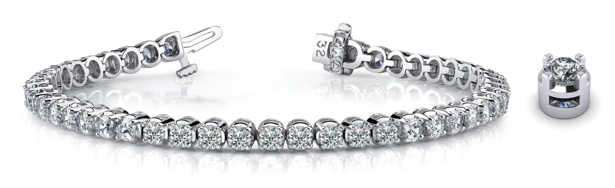 Classic Four Prong Lab-Grown Diamond Tennis Bracelet with 11.20 ct.(finished) 4.5mm