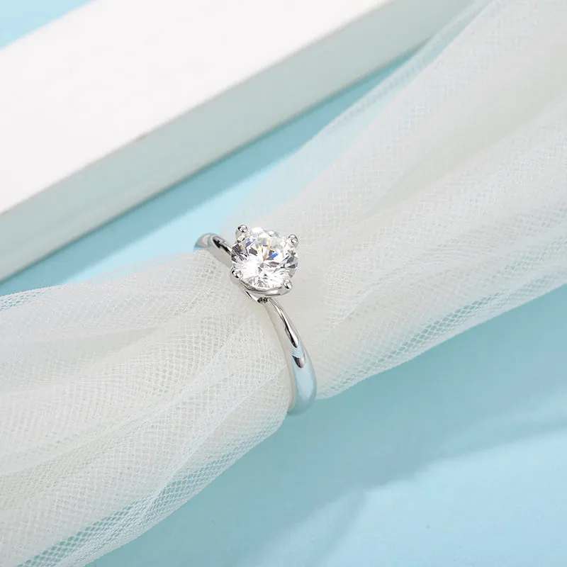 Classic Round Cut Moissanite Diamond Windmill Solitaire Rings