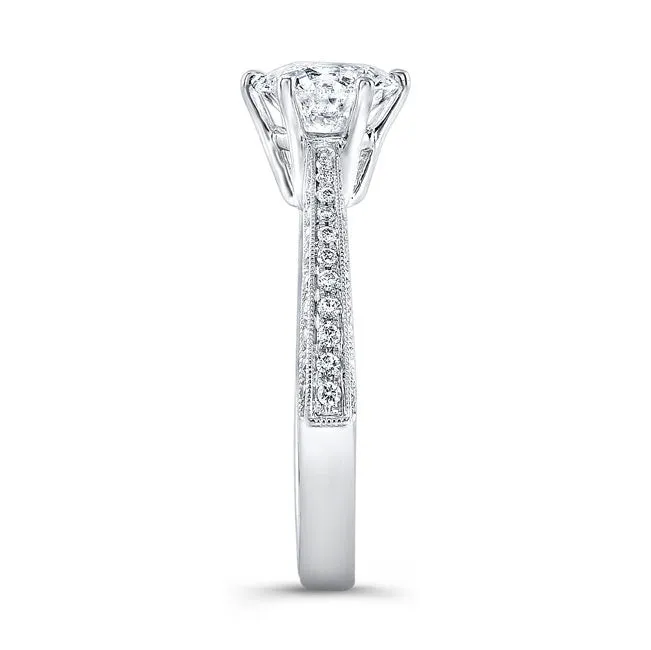 Classic Style Engraved Diamond Engagement Ring