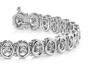 Classic Two Tone Oval Link Diamond Bracelet with 2.24 ct.(finished) 2.75mm