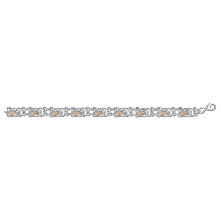 Colorful Links - Sterling Silver Black Hills Gold Bracelet