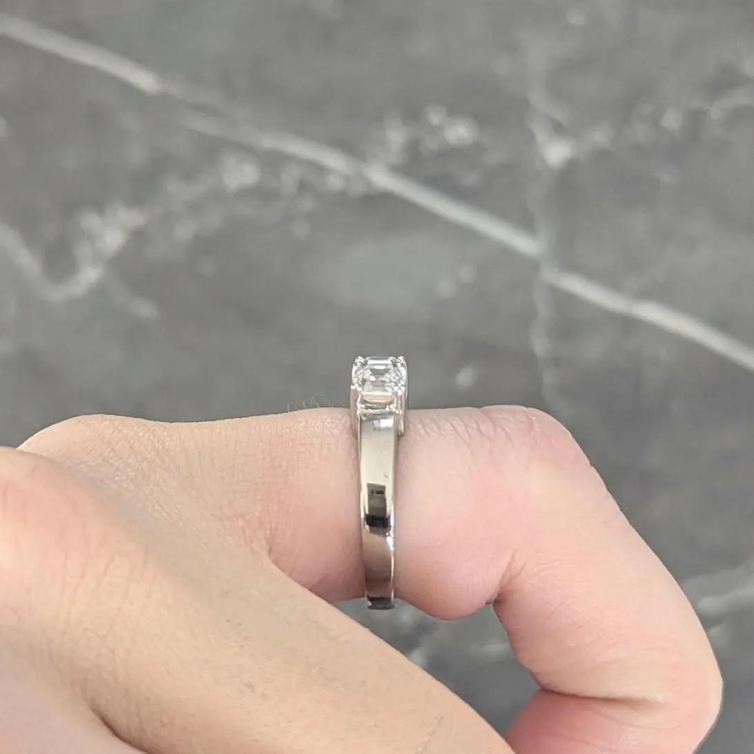 Contemporary 2.55 CTW Asscher Cut Diamond 18 Karat Yellow Gold Wedding Band Ring