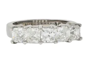 Contemporary 2.55 CTW Asscher Cut Diamond 18 Karat Yellow Gold Wedding Band Ring