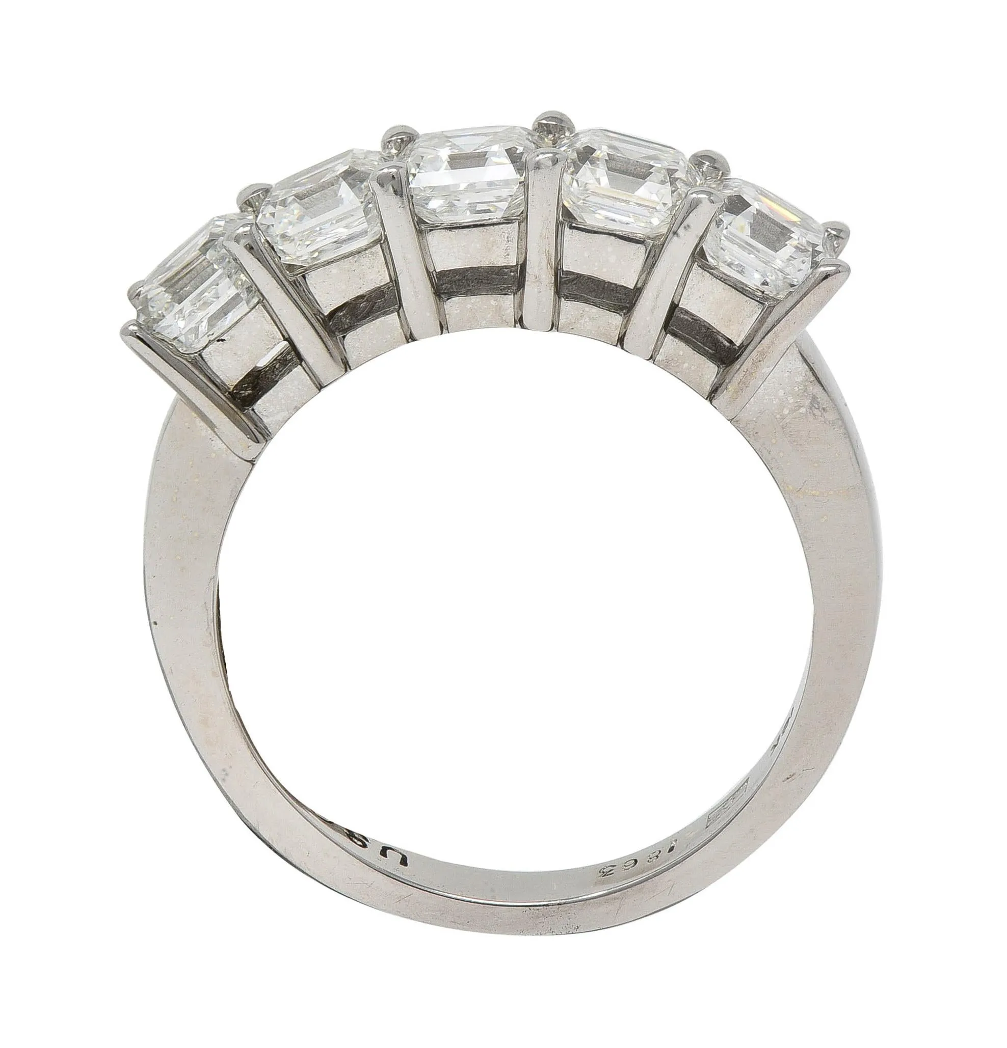 Contemporary 2.55 CTW Asscher Cut Diamond 18 Karat Yellow Gold Wedding Band Ring