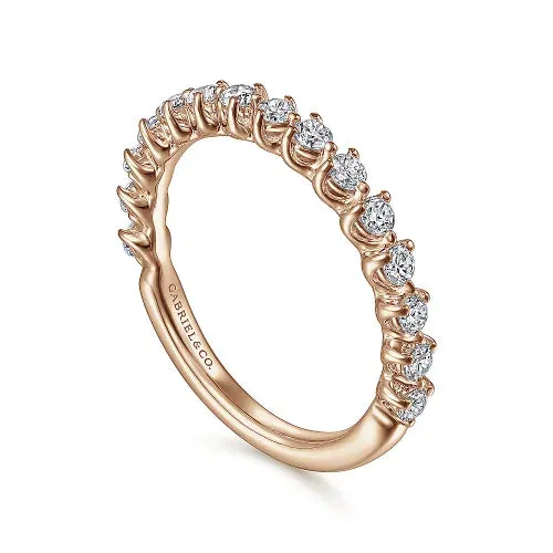 Contemporary Diamond Curved Prong Wedding Band
