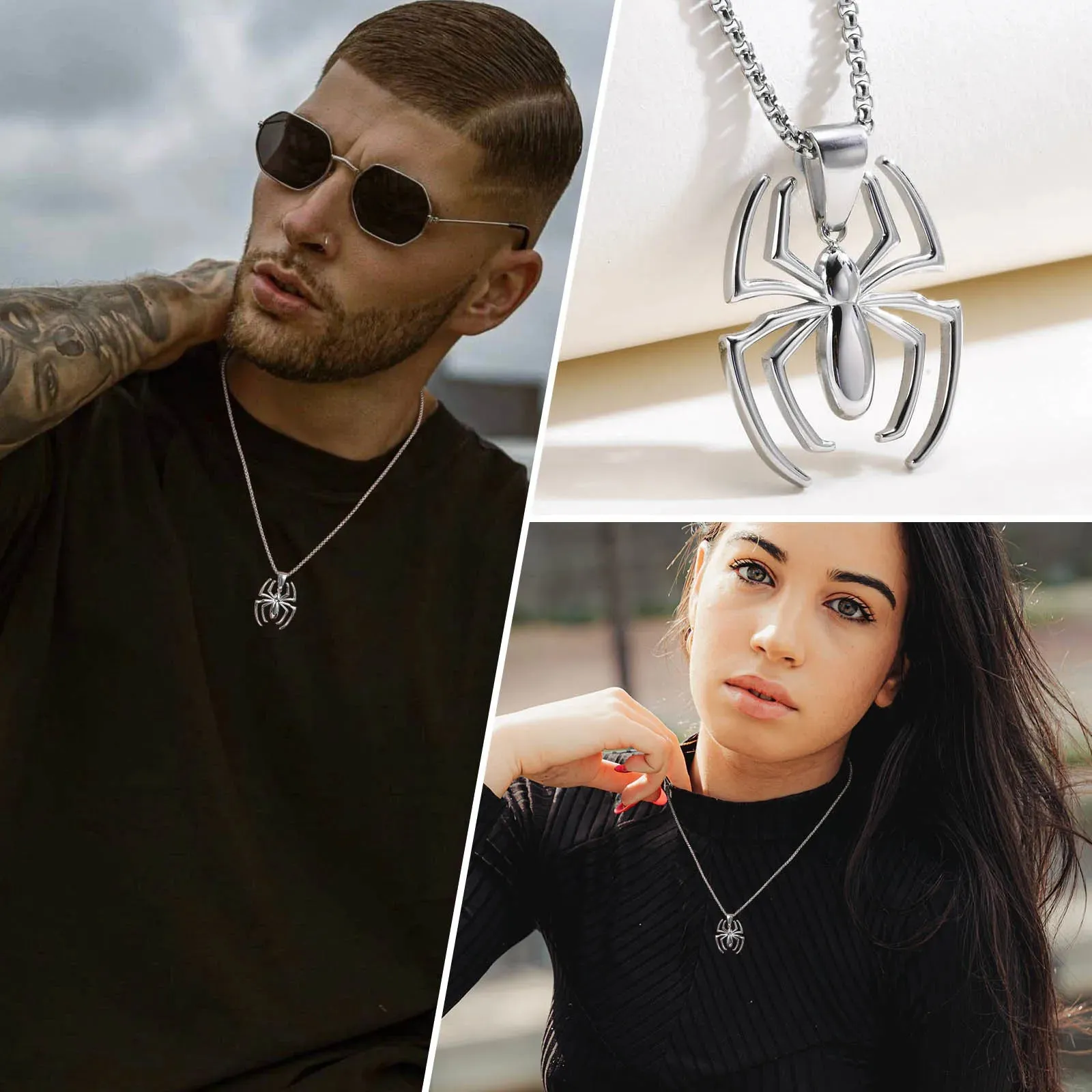 Cool Gothic Spider Necklaces for Men Boys